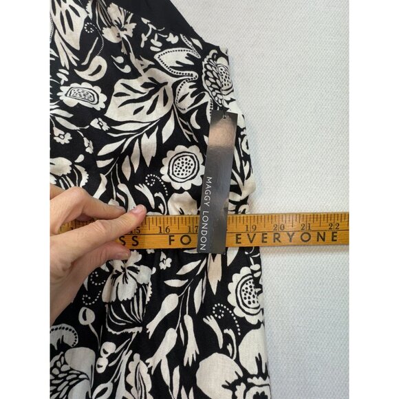 Maggy London Womens Buckle Halter Midi Dress Size 12 Black Floral Couture NWT - Picture 16 of 16